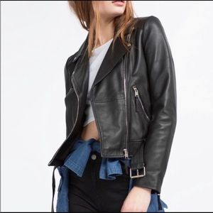 ZARA TRF Genuine Leather Moto Jacket GUC